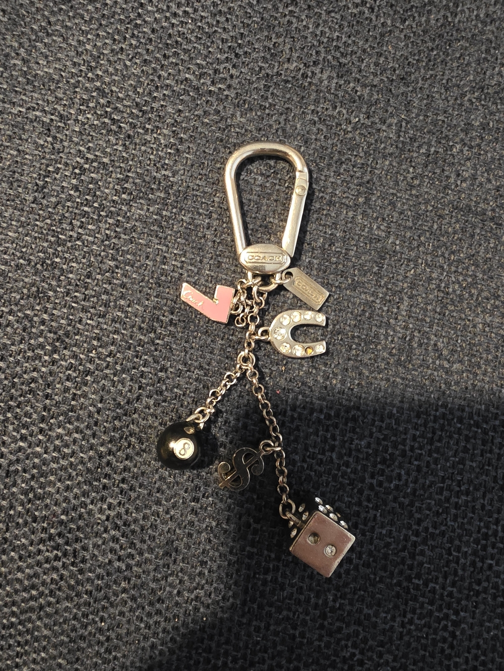 Coach Pink, Black & Gold Multi-Charm Keychain